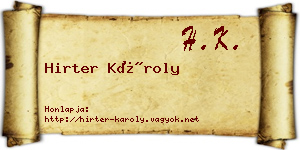Hirter Károly névjegykártya